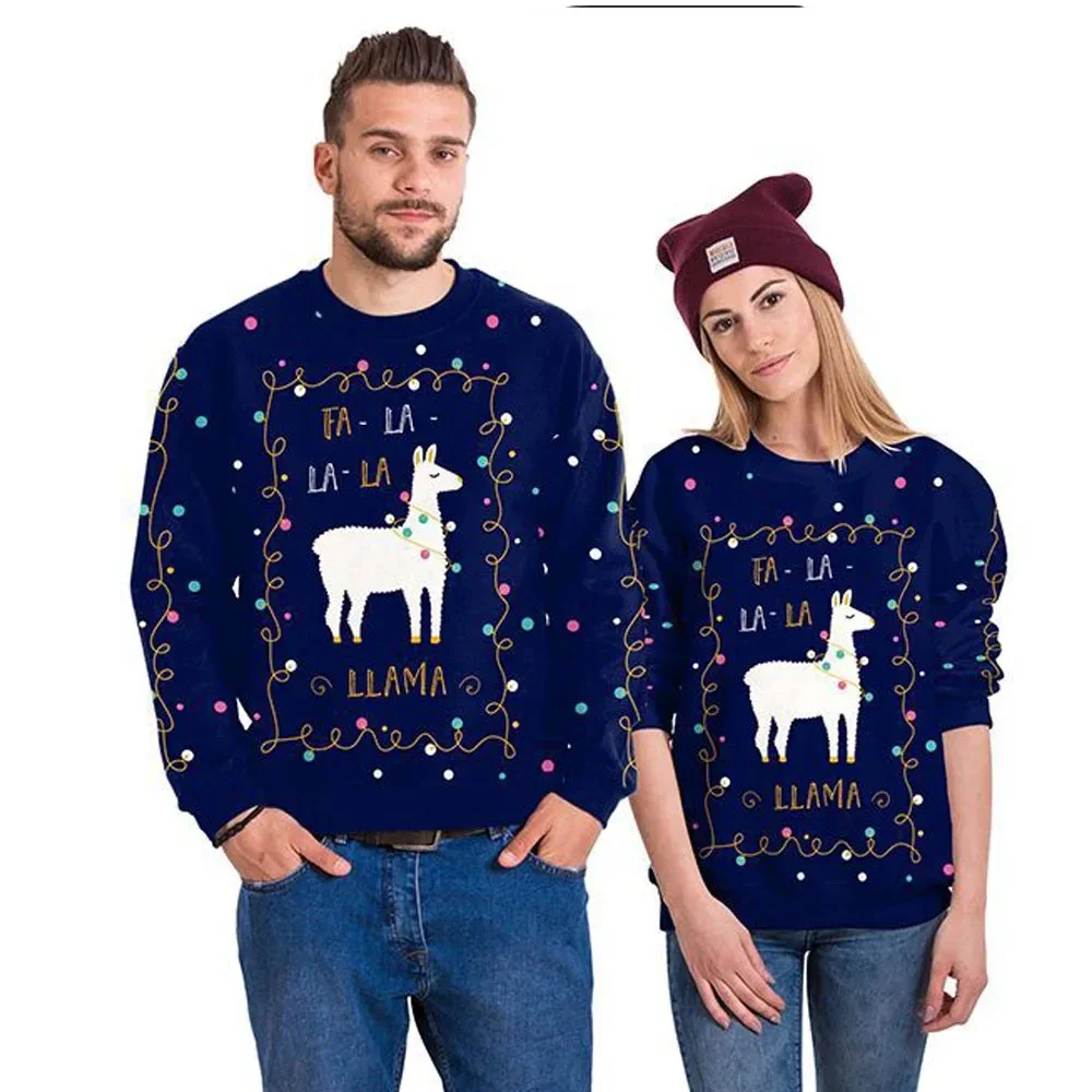 3D Printing Xmas - Men Women Llama Ugly Christmas Sweatshirt