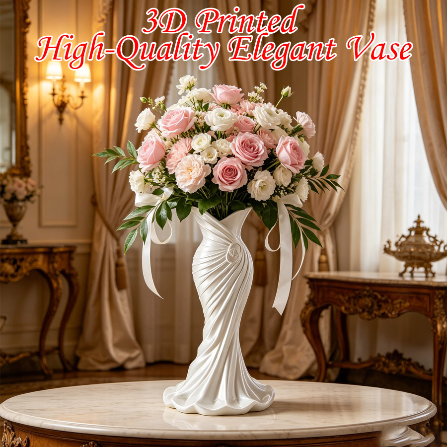 3D Printing Vase - Elegant Dress-Shaped 3D Printed Vase, High-End