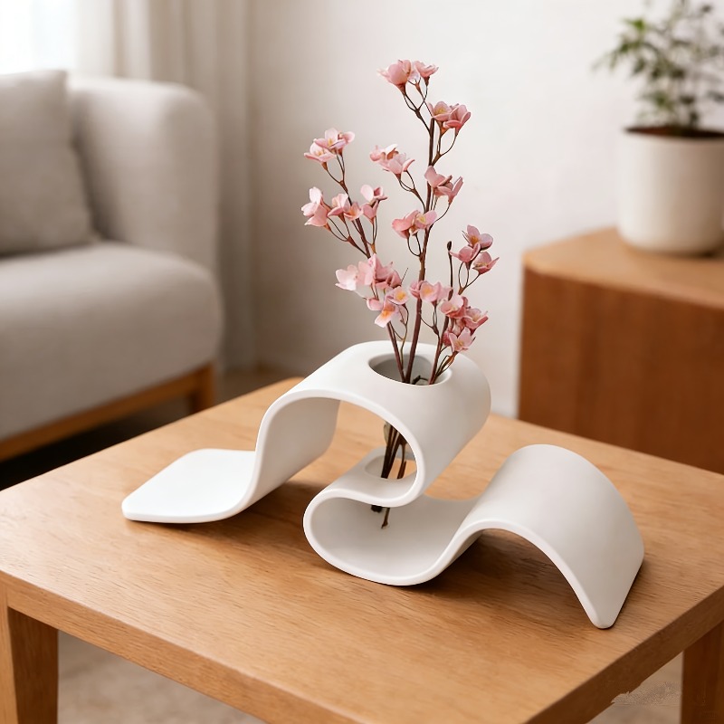 3D Printing Vase - 1pc Modern Minimalist Curved 3D Printed
