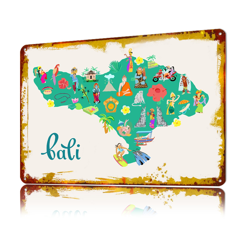 Bali Map Illustration Poster R - đánh giá và giá 3D Printing Bali