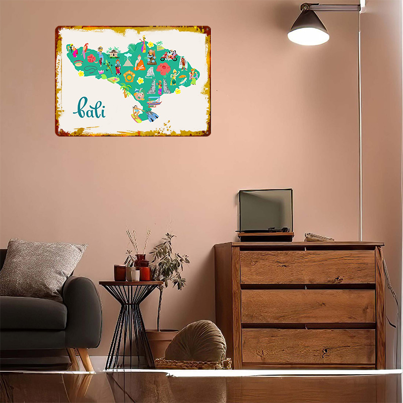 Bali Map Illustration Poster R - đánh giá và giá 3D Printing Bali