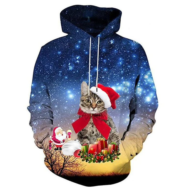 Santa Claus Cat Pattern Hoodie - đánh giá và giá 3D Printing Rabbit